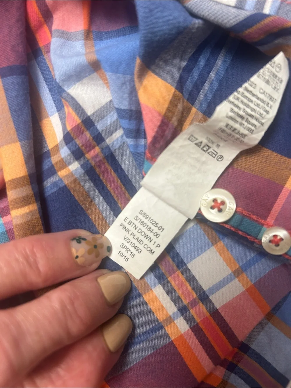 GAP Multicolor Plaid Button-Down Shirt - Blue, Red, Orange